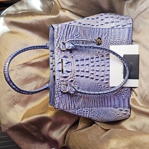 Indigo Joan Tote Croc Embossed Leather Brahmin